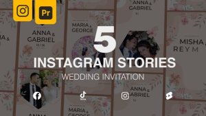 Wedding Invitation | MOGRT | Instagram Stories 5 in 1 Premiere Pro template preview