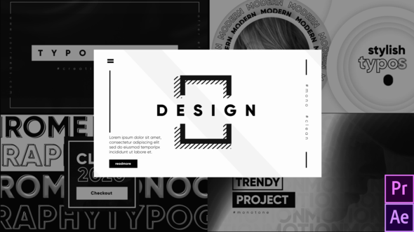 Monochrome Typography Video Displays template preview