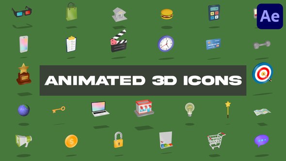 Videohive Animated 3D Icons for After Effects Elements template preview