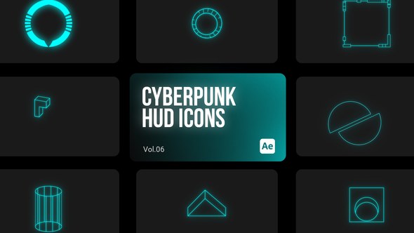 Videohive Cyberpunk HUD Icons 06 for After Effects Elements template preview