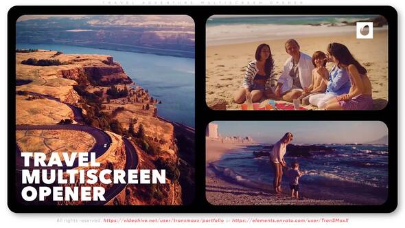 Videohive Travel Adventure Multiscreen Opener Video Displays template preview