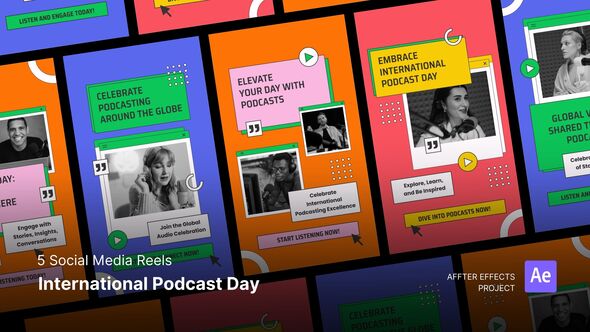 Videohive Social Media Reels - International Podcast Day After Effects Template Product Promo template preview