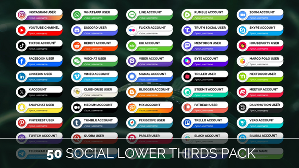 Videohive 50 Social Media Lower Thirds Pack Elements template preview