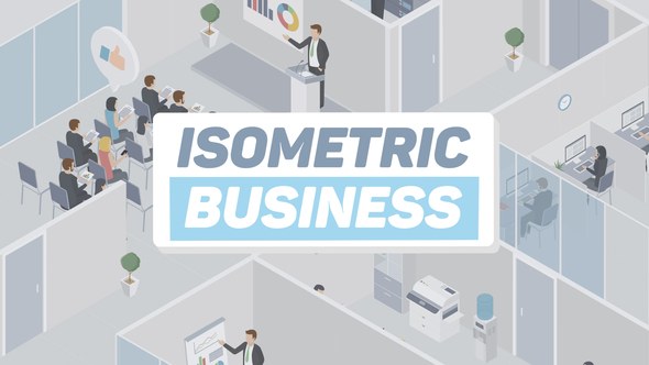 Business Office Isometric Video Displays template preview