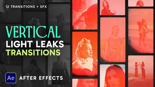 Videohive Vertical Light Leaks Transitions 59897184 Elements template preview