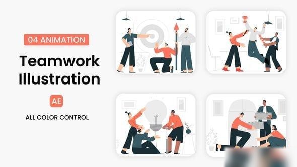 Videohive Teamwork Illustration Scene Elements template preview