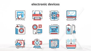 Electronic Devices – Thin Line Icons Video Displays template preview