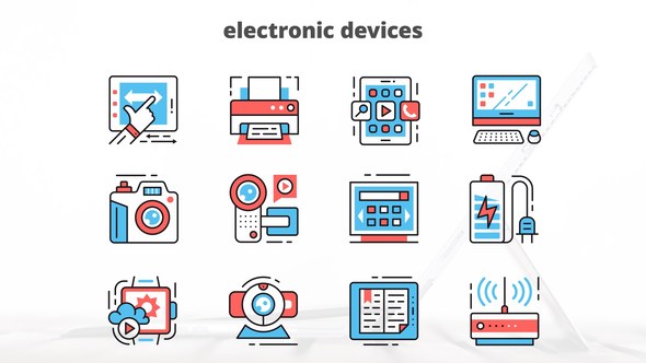 Electronic Devices – Thin Line Icons Video Displays template preview