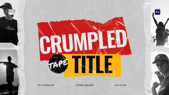 Videohive Crumpled Tape Titles Titles template preview