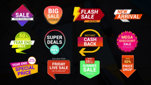 Clean Sale Labels & Badges Pack Premiere Pro template preview