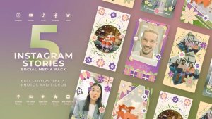 Spring and Summer Nature Flowers Instagram Vertical Reel MOGRT Premiere Pro Premiere Pro template preview