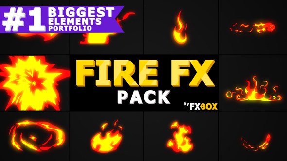 Hand Drawn FIRE Elements | After Effects Video Displays template preview