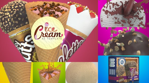 Ice Cream Commercial Video Displays template preview