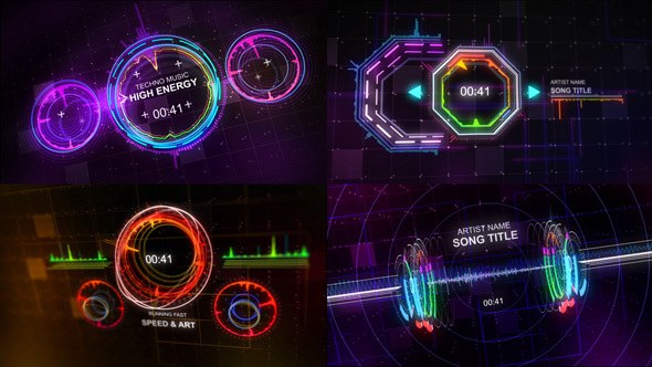 Techno Music Visualizer Video Displays template preview