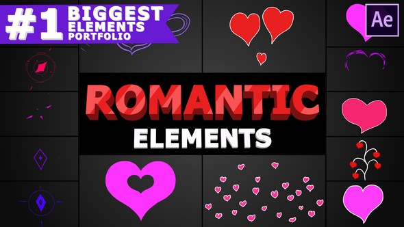 Romantic Elements | After Effects Video Displays template preview