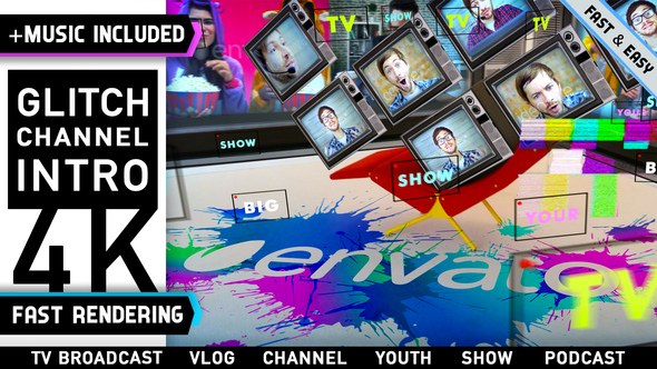 Videohive Crazy Podcast Show Intro Video Displays template preview