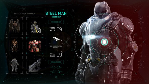 Videohive HUD UI Game Warrior Screen 05 Logo Stings template preview