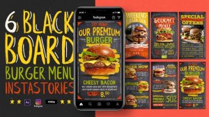Videohive Blackboard Burger Menu Instagram Stories Product Promo template preview
