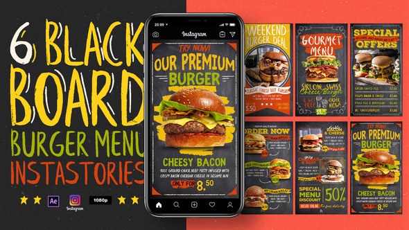 Videohive Blackboard Burger Menu Instagram Stories Product Promo template preview