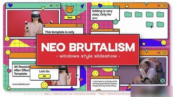Videohive Neo Brutalism - Windows Style Slideshow Openers template preview