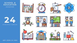 Videohive School & Education Animated Icons | After Effects Elements template preview