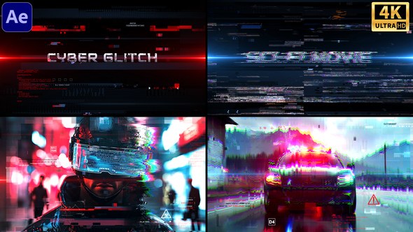 Videohive Cyber Glitch Trailer Video Displays template preview