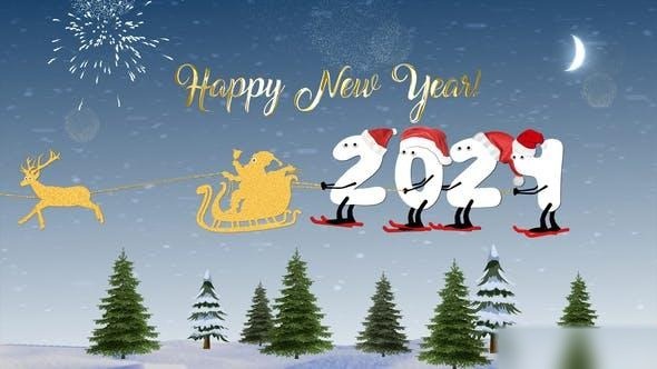 Videohive New Year Cartoon Skier | After Effects Openers template preview