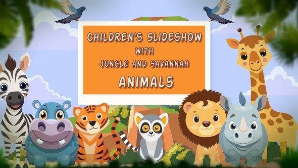 Videohive Children's Slideshow with Jungle and Savannah Animals Video Displays template preview