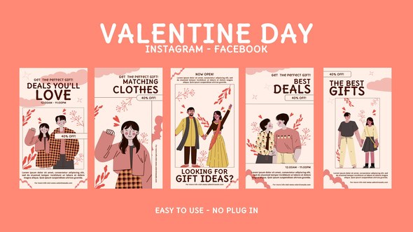 Videohive Valentine Day Celebration Instagram Stories Openers template preview