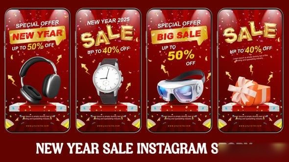 Videohive New Year Sale Instagram Story Elements template preview