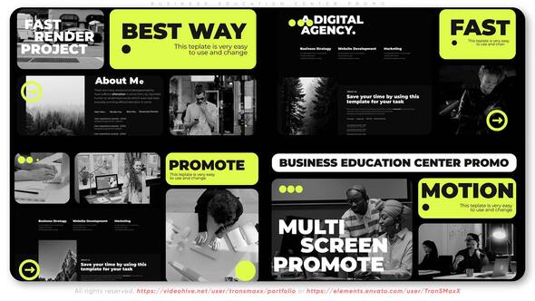Videohive Business Education Center Multiscreen Promo Video Displays template preview