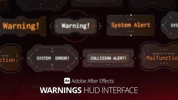Videohive HUD Interface Warnings Ae Infographics template preview