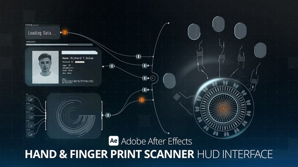 Videohive HUD Interface Hand & Finger Print Scanner Ae Infographics template preview