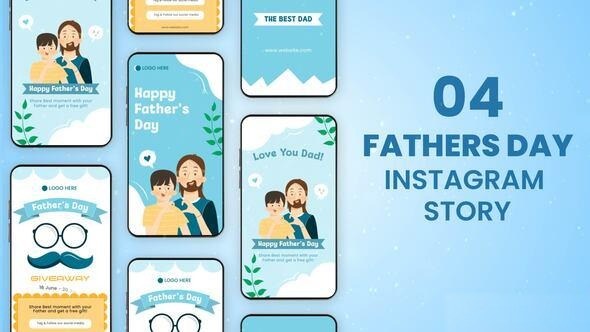 Videohive Fathers Day Instagram Stories Elements template preview
