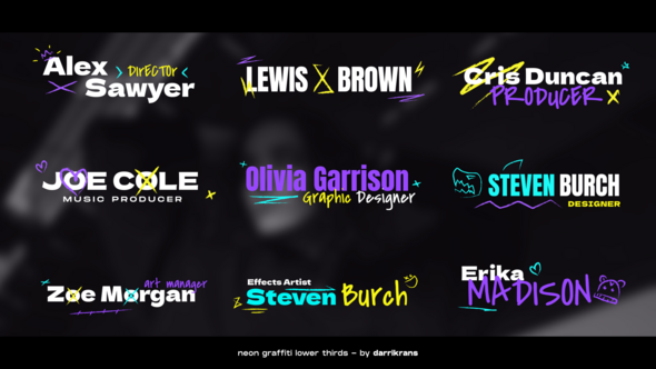 Videohive Neon Graffiti Lower Thirds / AE 59429582 Elements template preview