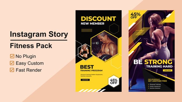 Fitness Instagram Stories V02 Video Displays template preview