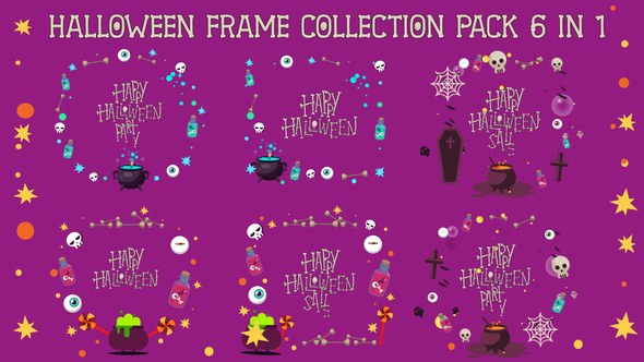 Videohive Halloween Frames Collection Pack 6 in 1 Elements template preview