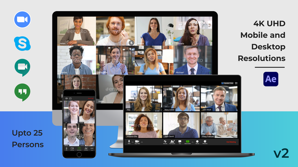 Videohive Video Conference Creator Pack - Zoom, Meet, Skype, Hangouts Elements template preview
