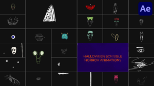 Videohive Halloween Scribble Horror Animations for After Effects Elements template preview