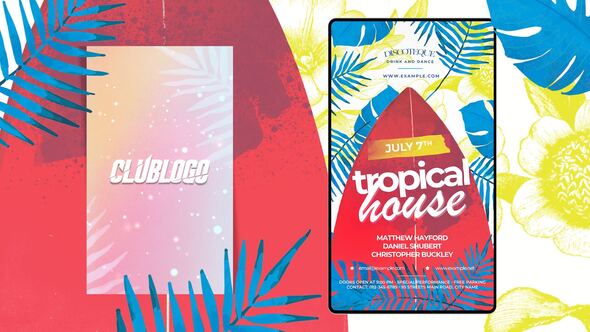Videohive Animated Tropical Club Flyer Template 59547501 Video Displays template preview
