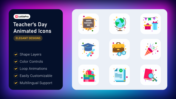 Videohive Teacher's Day Animated Icons Elements template preview