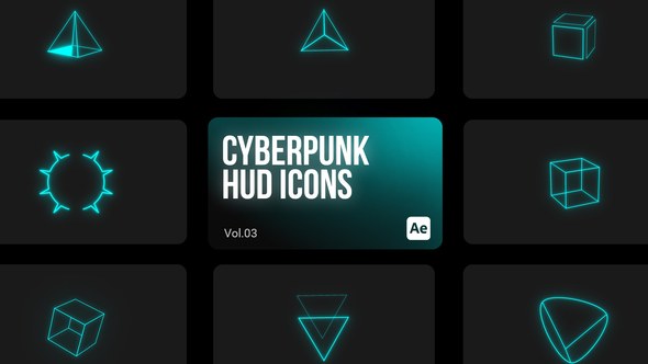 Videohive Cyberpunk HUD Icons 03 for After Effects Elements template preview