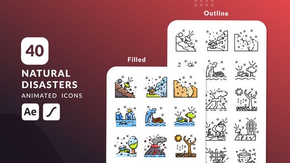 Videohive Natural Disaster Animated Icons | After Effects Elements template preview