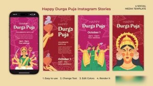 Videohive Happy Durga Puja Instagram Stories Elements template preview