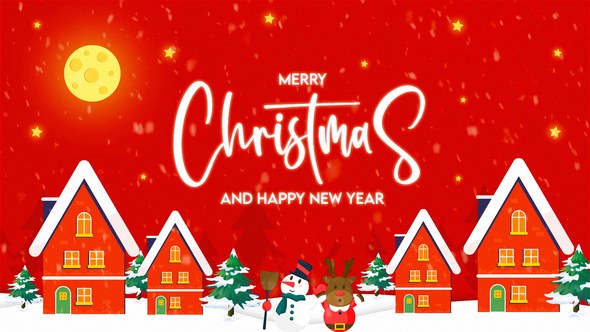 Christmas Red Opener | and Happy New Year | MOGRT Premiere Pro template preview