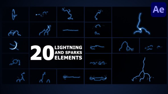 Videohive Lightning And Sparks Elements | After Effects Elements template preview