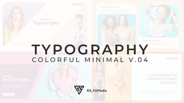 Videohive Typography Slide - Colorful Minimal V.04 Titles template preview