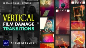 Videohive Vertical Film Damage Transitions Elements template preview