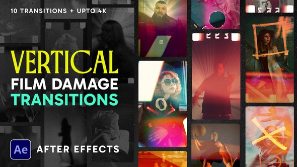 Videohive Vertical Film Damage Transitions Elements template preview