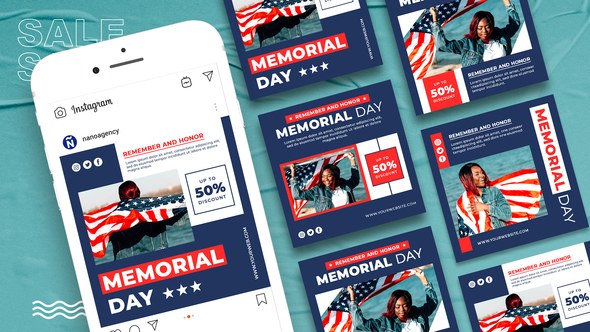Videohive Memorial Day Instagram Post 45496267 Product Promo template preview